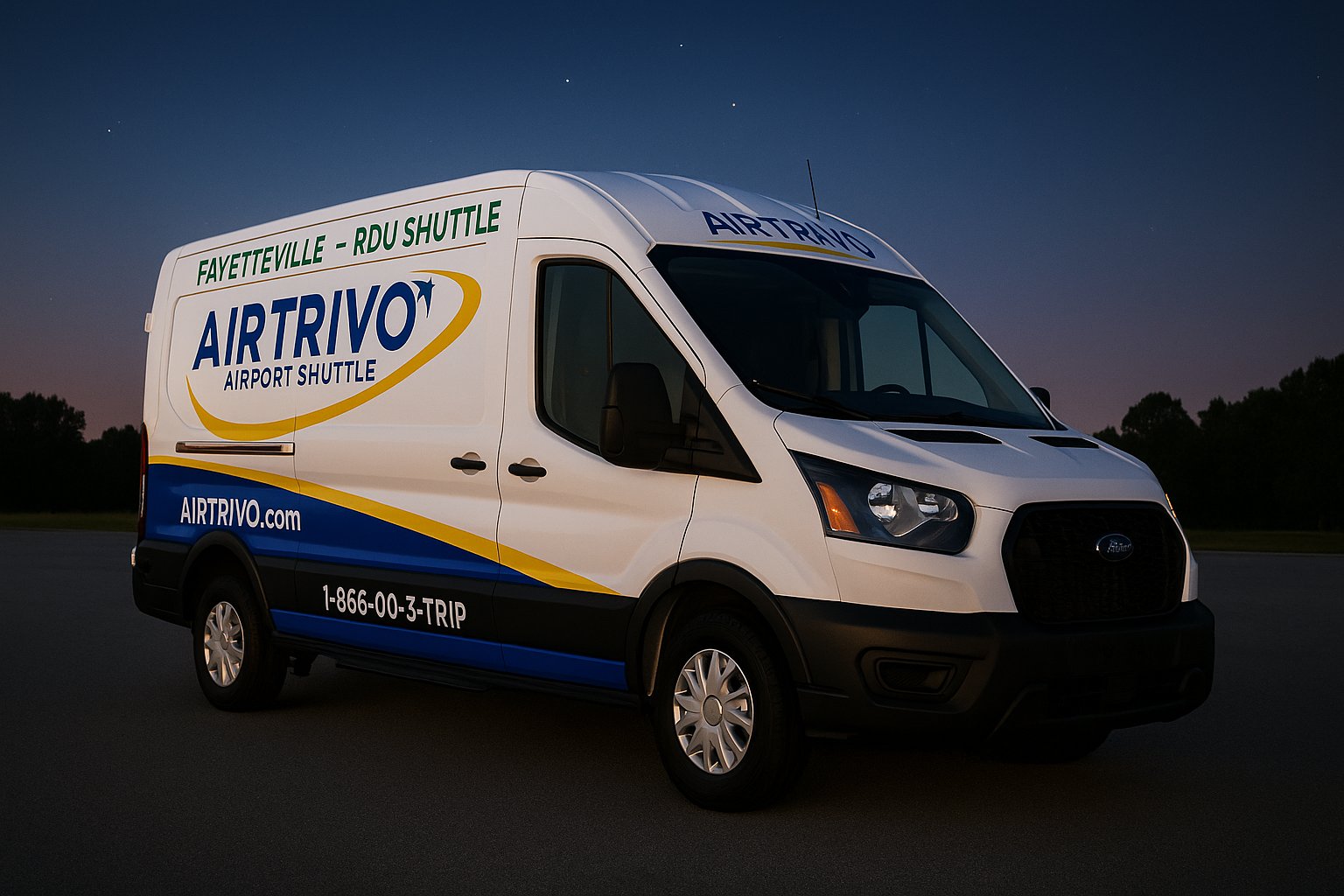 Airtrivo Shuttle Harmony|RDU|Sunset Run from Fayetteville, NC Exit 49 to RDU |Raleigh Durham International Airport